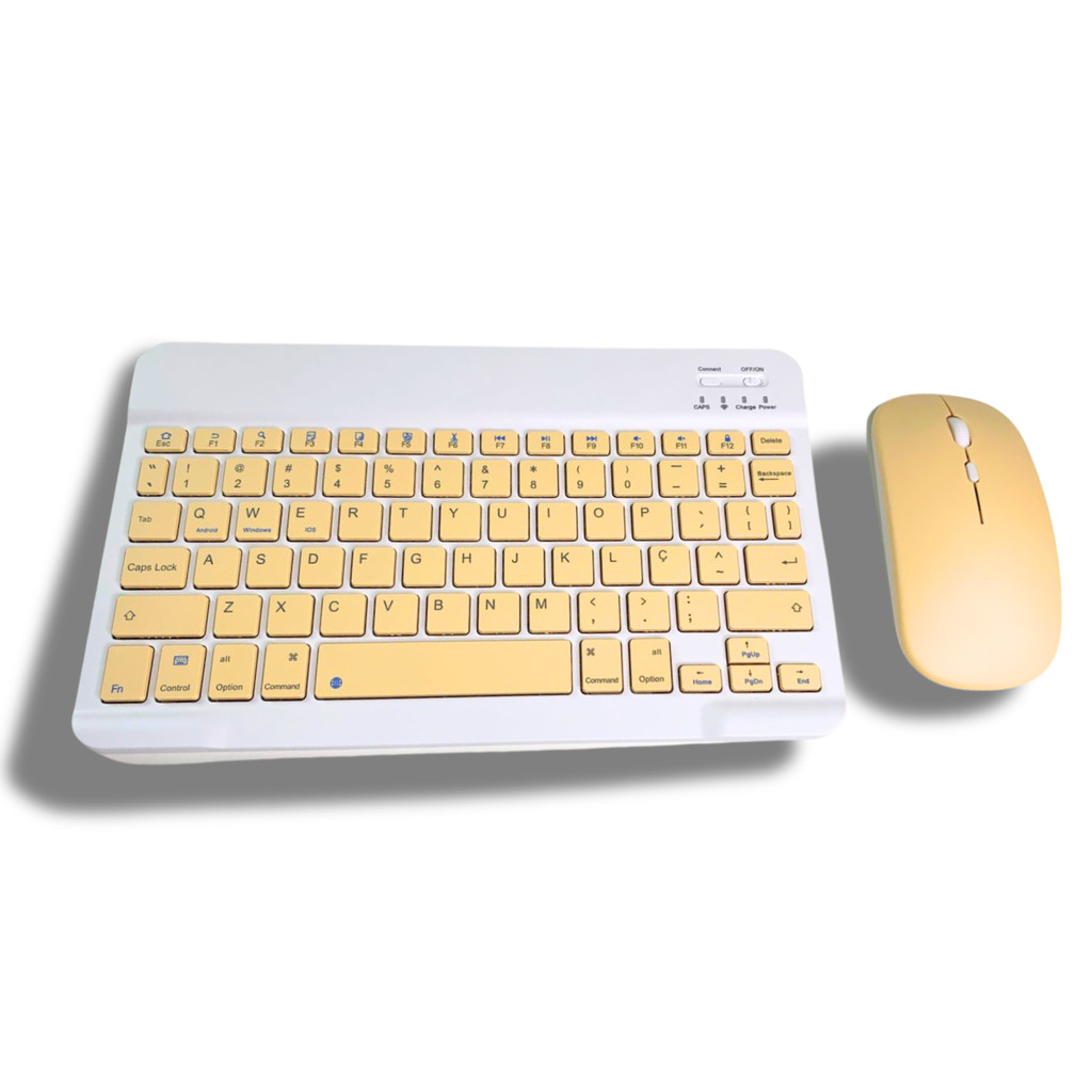 Kit Teclado Mouse Bluetooth Sem Fio Colorido Wireless Pc Computadores Tablets