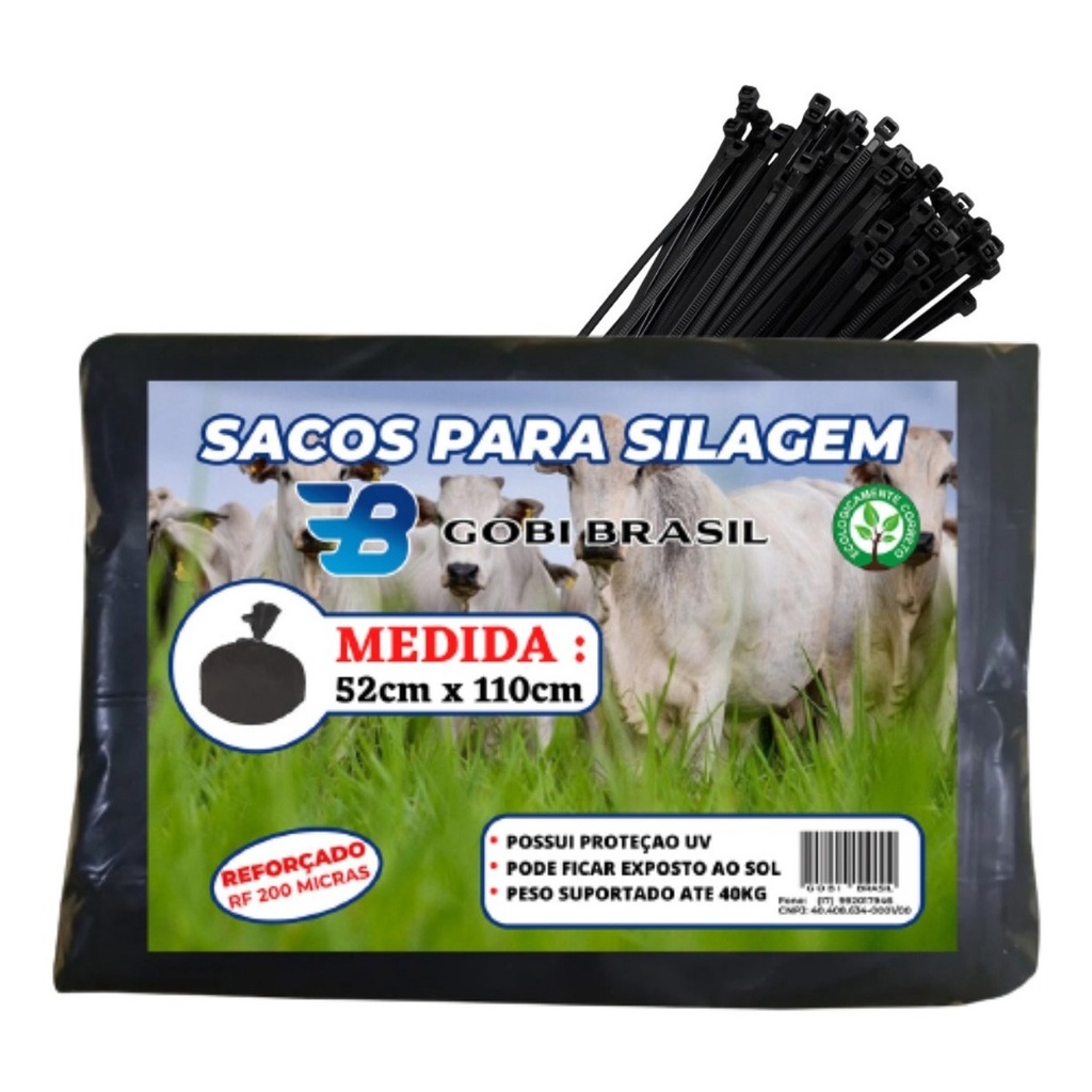 Saco para Silagem 200 Micras - 50 Unidade + 50 Abraçadeira 
