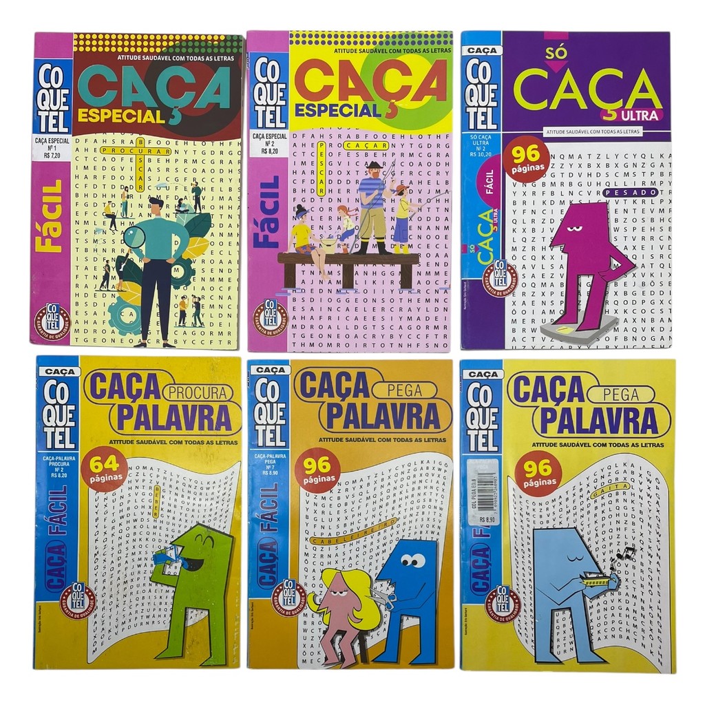 Combo Passatempo Coquetel Caça Palavras Nível Fácil - 06 Unidades - Edição 100