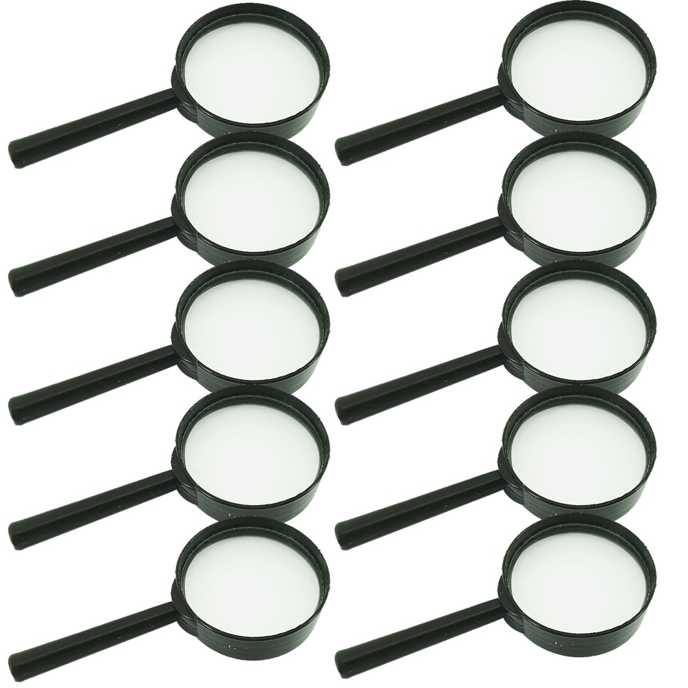 Kit 10 Lupas De Aumento  Para Leitura 50 MM Lupa Pequena Cabo Plástico Preto