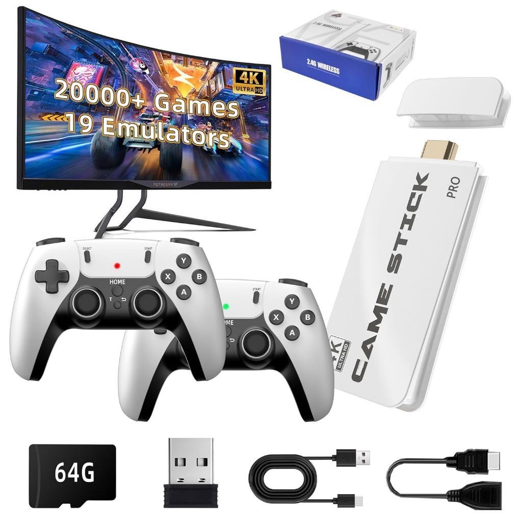 2025 NOVO Vídeo Game Stick M15 Pro 4k 64gb Hdmi Com 2 Controles Se Fio +20mil Jogos Click