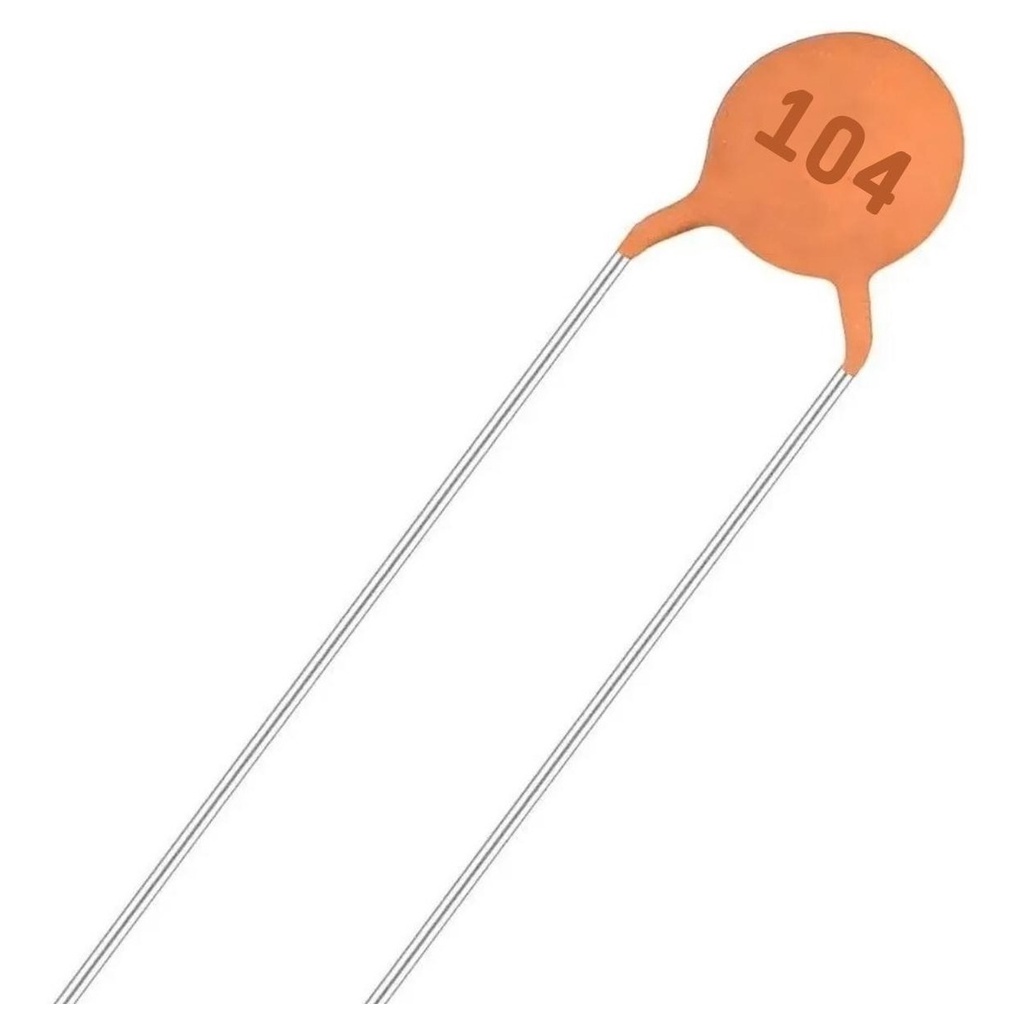 Kit 100 Peças - Capacitor Disco Cerâmico 100nF, 100K 50V [0,1uF, 100K, 100Kpf, 104]