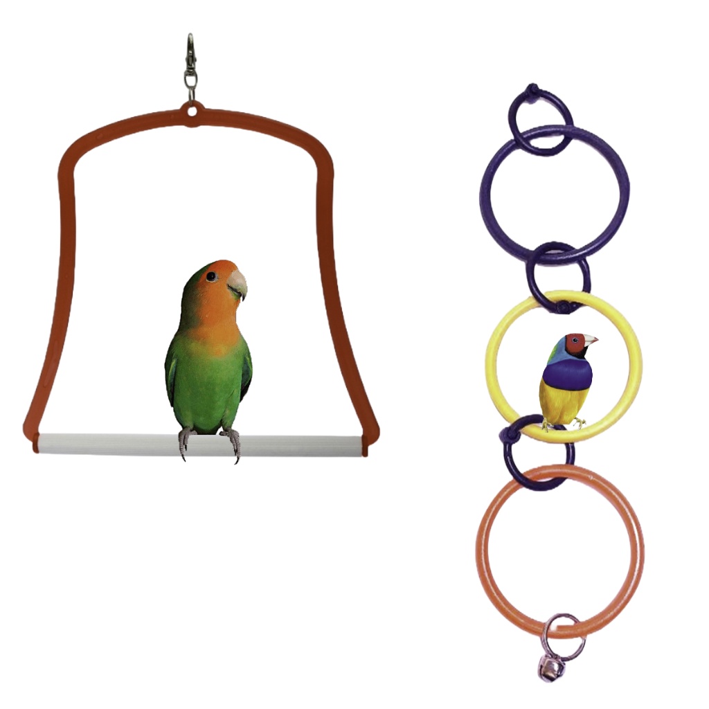 Kit de Brinquedos Balanço Pequeno e Trio de Argolas - Swing Bird Toy