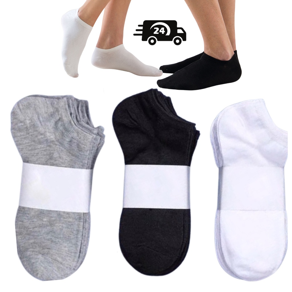 Kit Até 15 Pares De Meia Soquete Unissex Branca Preta e Cinza