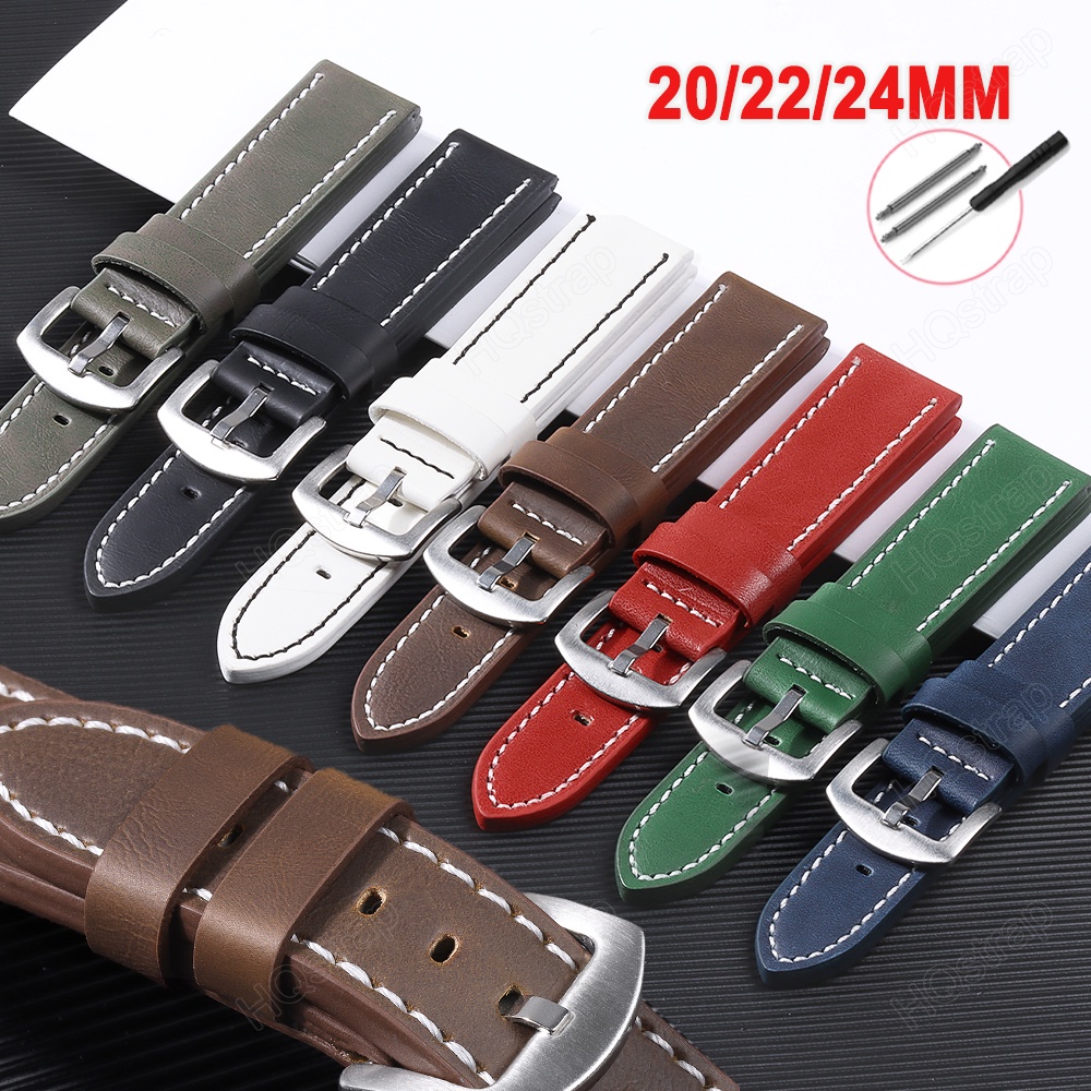 Pulseira De Couro Genuína 20mm 22mm 24mm Reposição Universal Para Mulheres À Prova D'água Homens De Vaca Acessórios