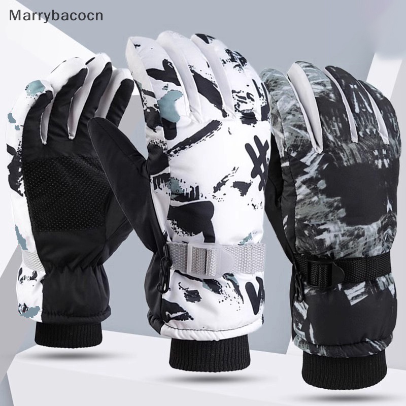 [MAR] Luvas De Esqui De Snowboard De Inverno Unissex Couro Antiderrapante Tela Sensível Ao Toque À Prova D'água Motocicl