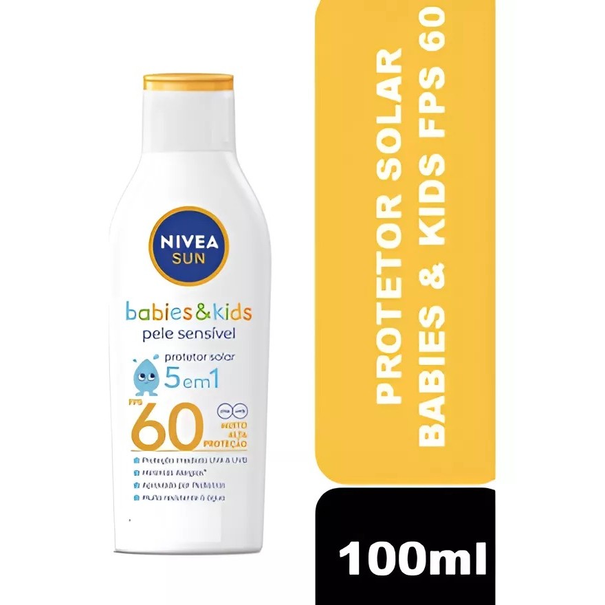 NIVEA SUN Protetor Solar Kids & Babies Pele Sensível FPS 60 100ml