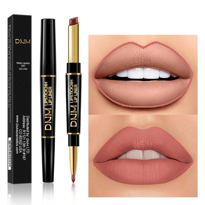 2 Em 1 Forro Labial À Prova D'água Lápis Fosco D'água Contorno Do Tinta Sexy Vermelha Mate Longa Duração Hidratante Lipliner Cosméticos TSLM1