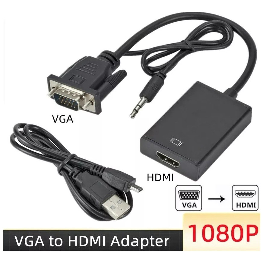 Conversor Adaptador VGA para HDMI PC/TV Com AUDIO