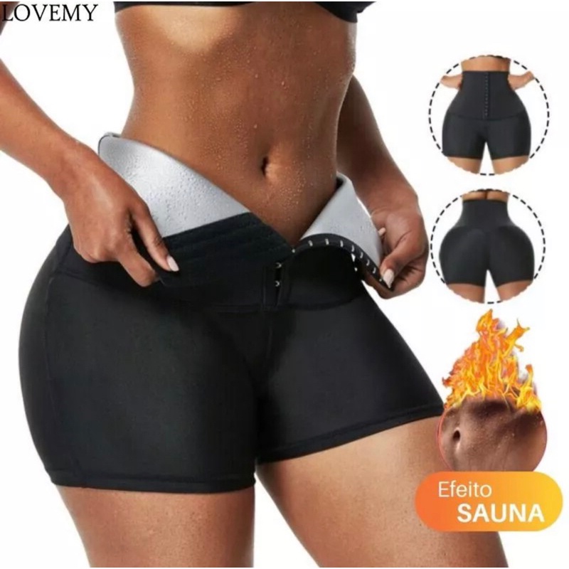 Cinta Modeladora Short Calças Sauna Perda De Peso Emagrecimento Short Treinamento