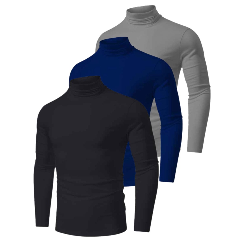 Kit 3 Camisa Gola Alta Proteção Solar UV 50+ Modelo Premium Treino Fitness Academia Camiseta Segunda Pele