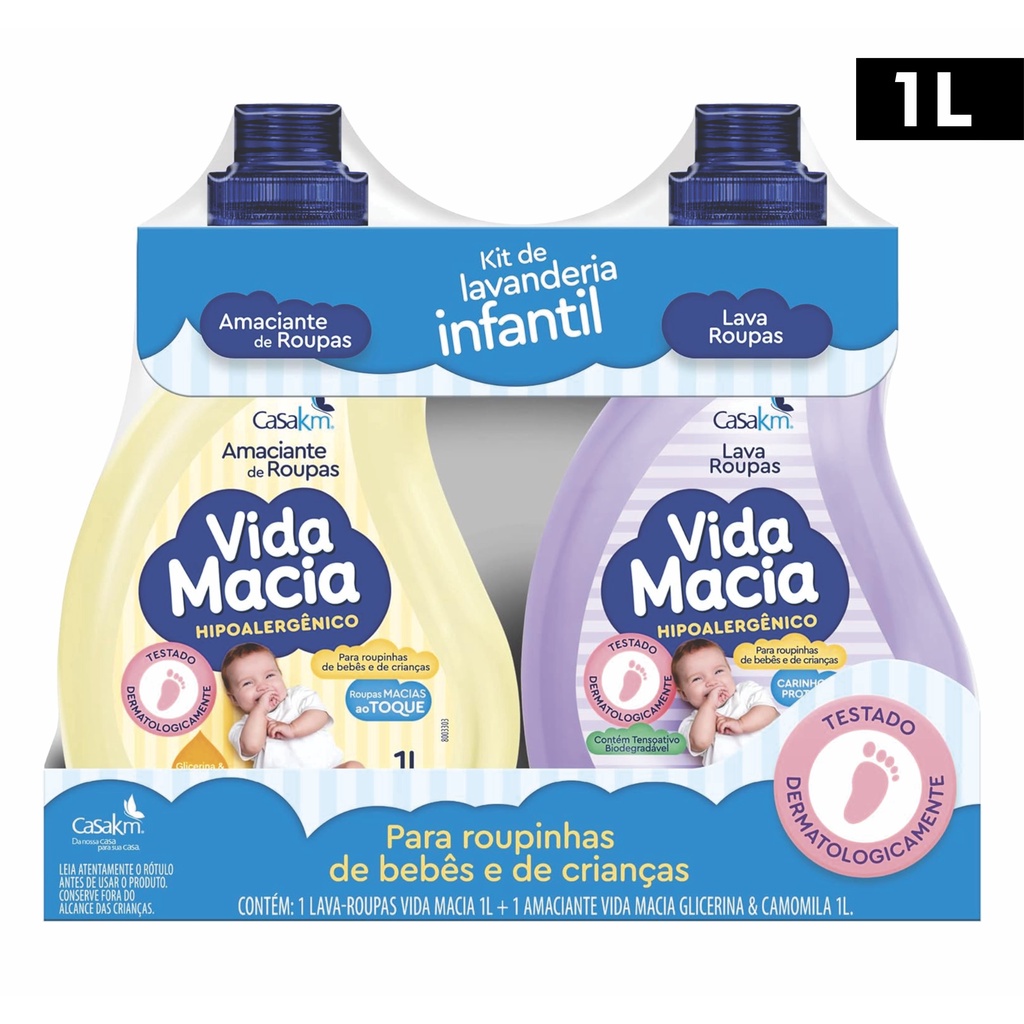Lava Roupas Líquido Vida Macia Sabão e Amaciante 1L