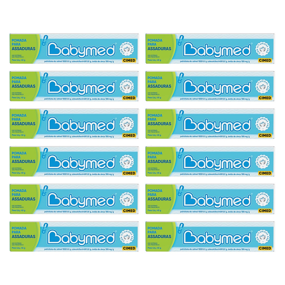 Kit 12 Pomadas Para Prevenção De Assaduras Babymed Azul 45g