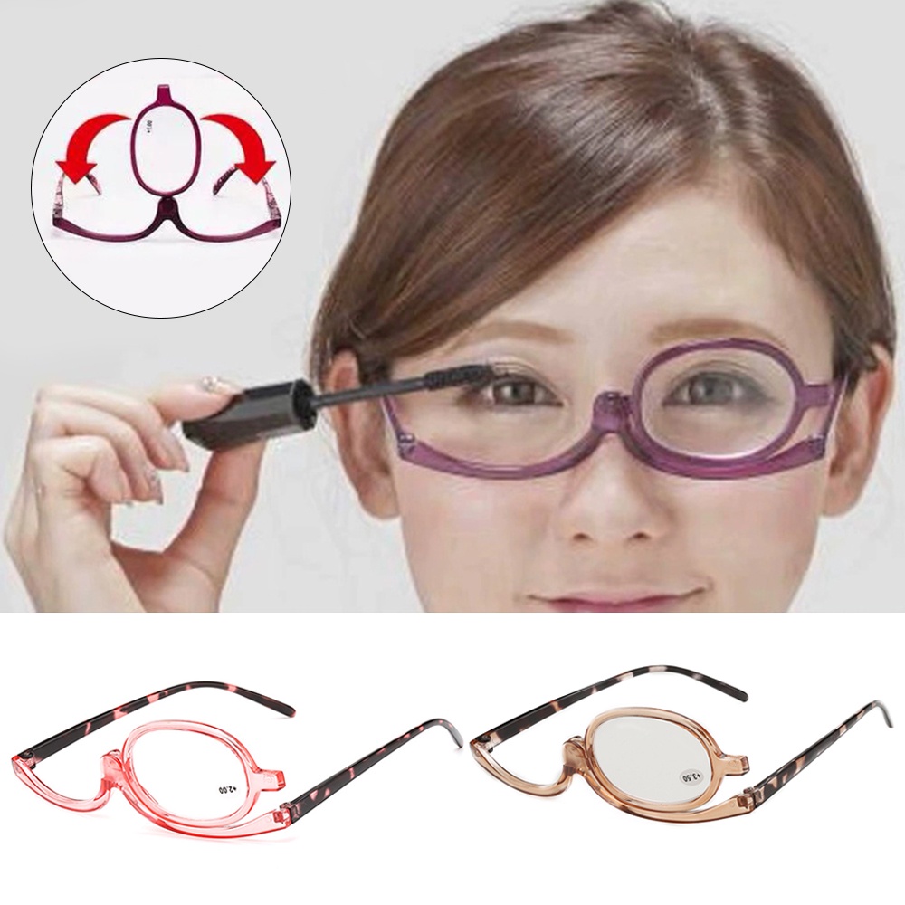 Óculos De Maquiagem Monocle Full Frame Multifuncional Rotatable Fashion Eyeglass