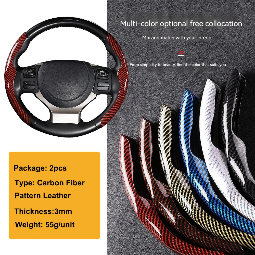 1Pair Capa De Direção Em Couro De Fibra De Carbono 1K Micro Fiber Leather PVC Wheel Booster Cover Non-Slip Universal
