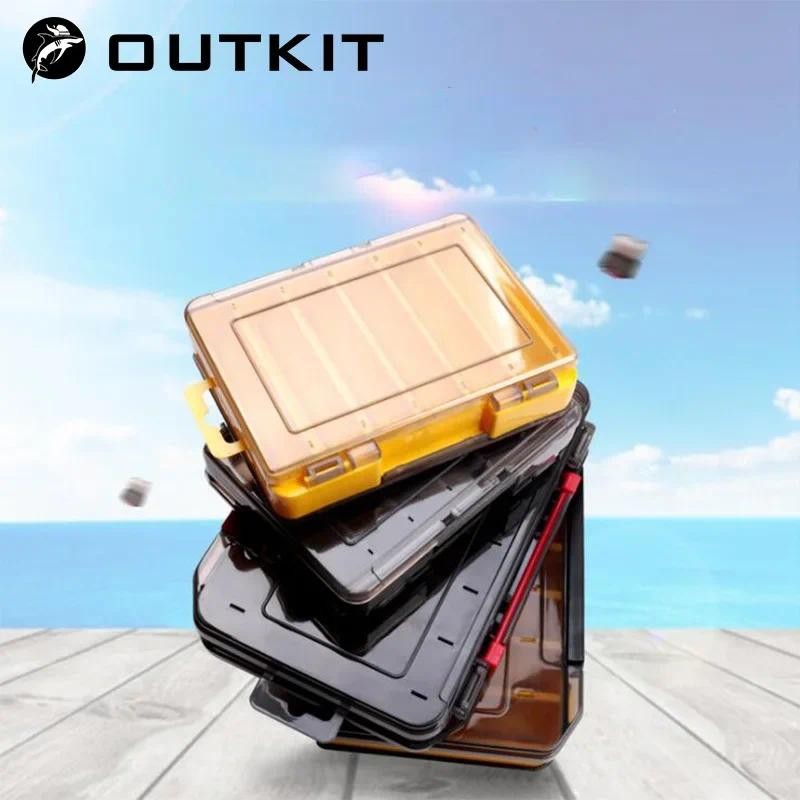 OUTKIT Caixa De Equipamento De Pesca Dupla Face 12/14 Compartimento Isca Gancho Armazenamento Multi-Função