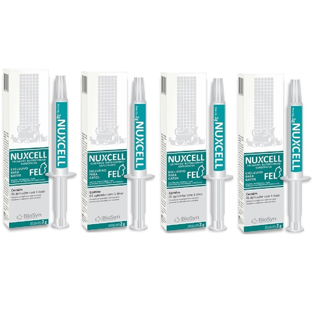 Kit 4 Nuxcell Fel Imunidade Suplemento Vitamínico Biosyn 2g