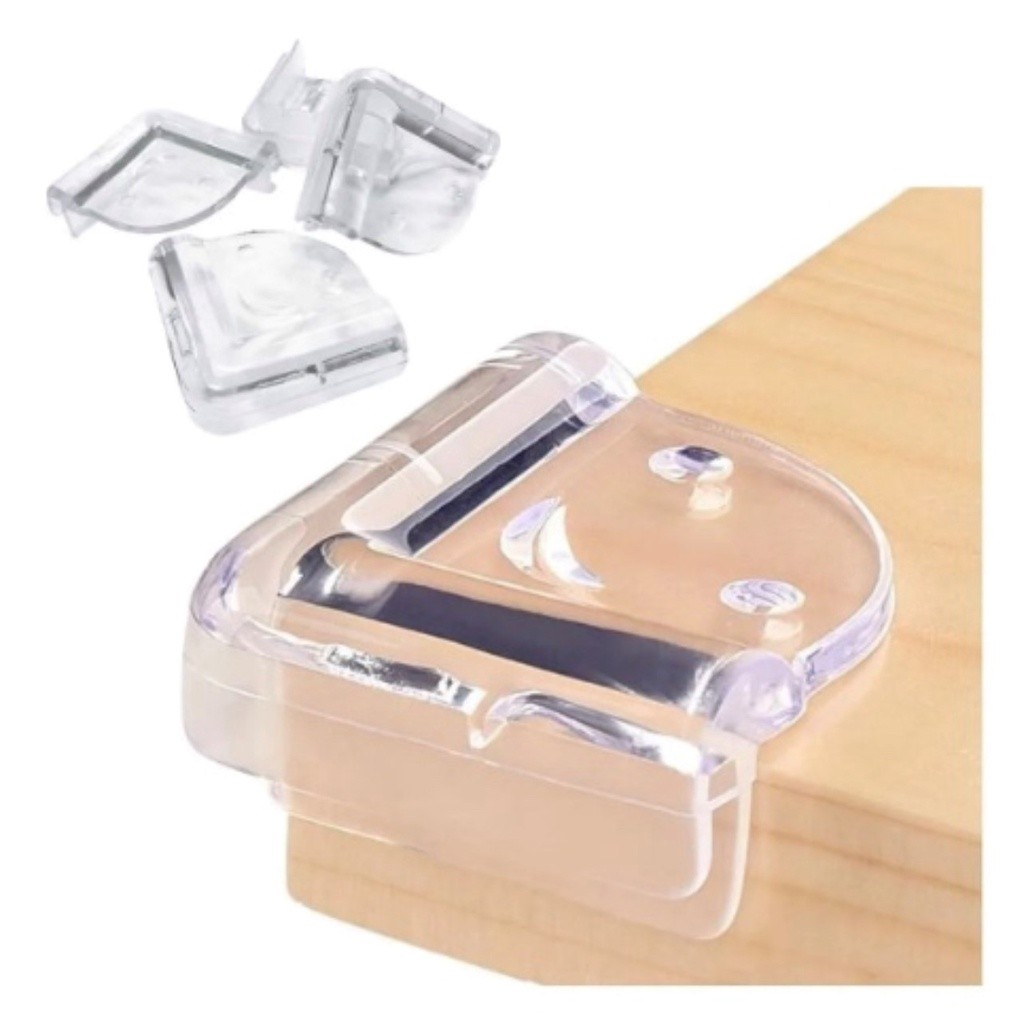 Kit Com 4 Peças Protetor De Quina Bordas e Cantos Silicone Protege Bebe Mesa Quinas Vidro