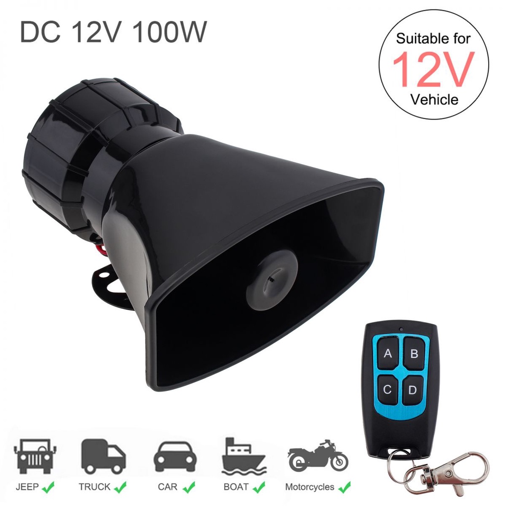 100W 12V 7 Sirene De Som Para Carro Advertência De Buzina Veículo Amplificadora Com Sistema De