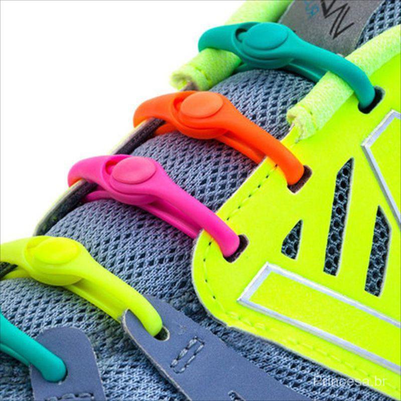 [Princesa] 12pçs/Conjunto Preguiçoso Sem Gravata Elástico De Silicone Cadarços De Sapatos Para Tênis De Corrida Botas