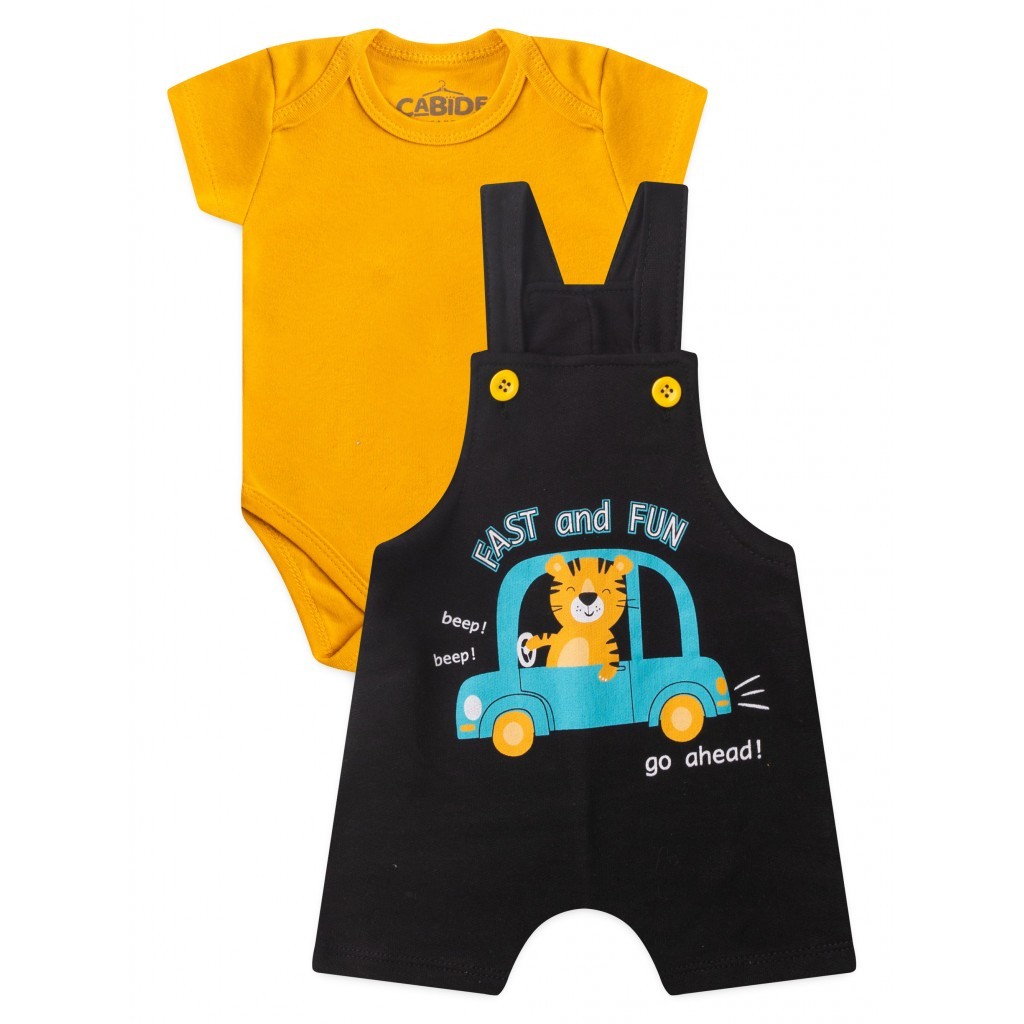 Conjunto Jardineira Bebê Menino Suedine Fast  And Fun