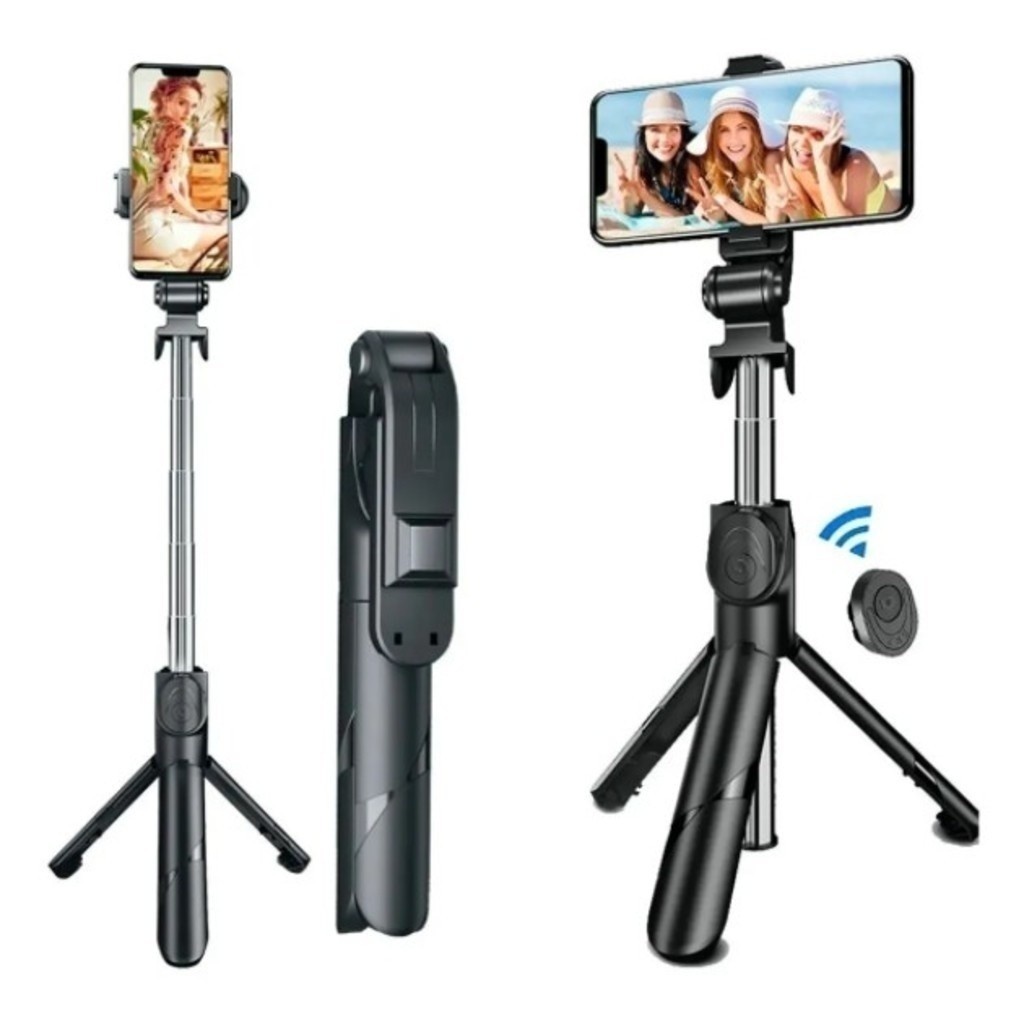 Bastão de selfie telescópico Bluetooth com controle remoto para celular com suporte de tripé com luz para selfie