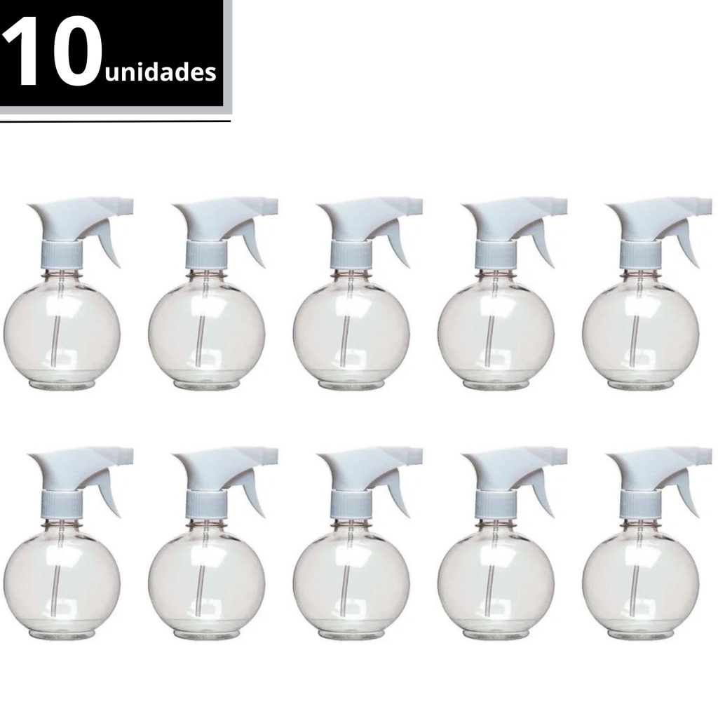 Frasco Borrifador Bolinha Multiuso Válvula Spray 280ml 10 Un
