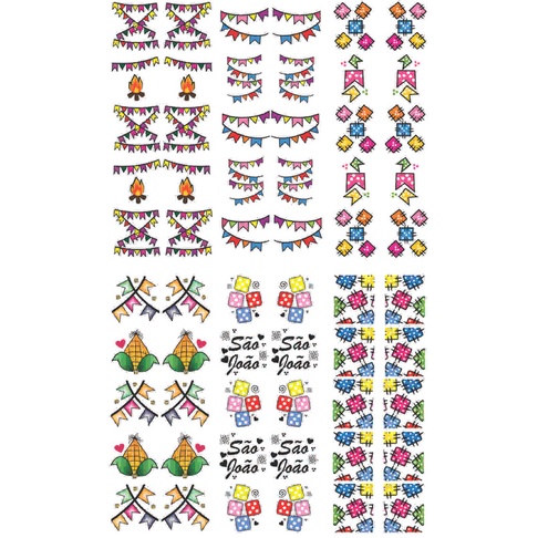 60 adesivos de unha 3D festa junina PRÉ PRONTO - 424-2