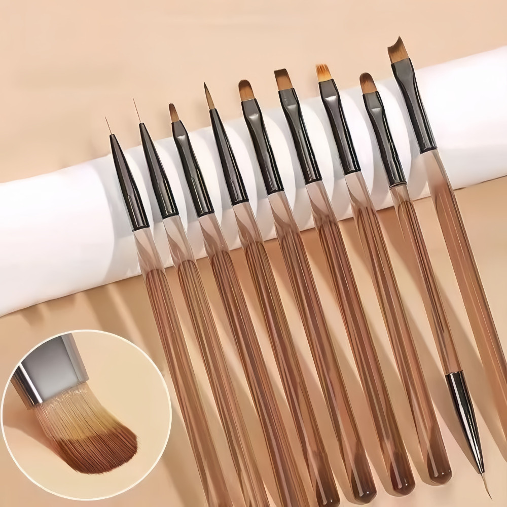 Kit 9 Pincéis Para Arte De Unhas Conjunto De Ferramentas Desenho De Polimento De Gel