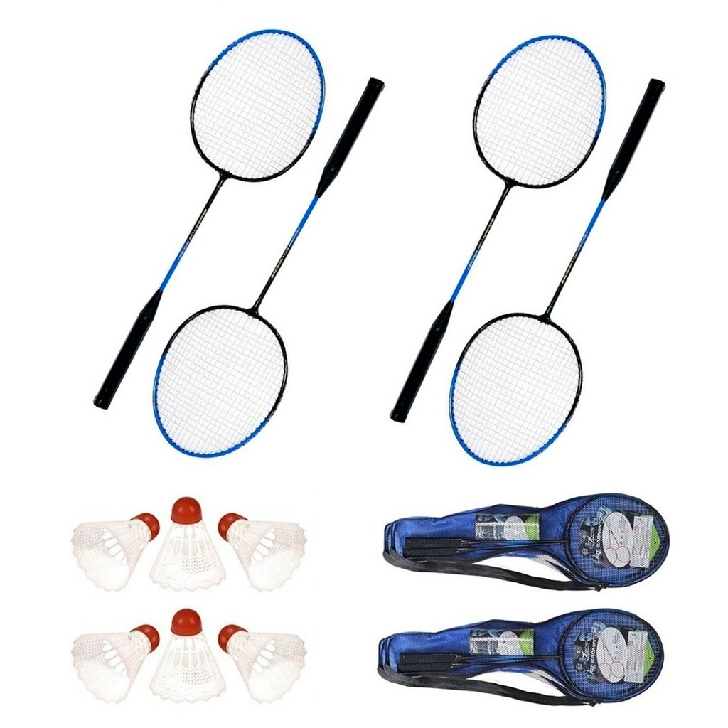 Kit Badminton Conjunto Completo 10 Peças 4 Raquetes Badminton 4 Petecas 2 Bolsas para Transporte Lazer Esporte