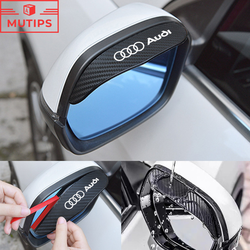 Audi 2pçs/Conjunto Carro Fibra De Carbono Vista Lateral Espelho Traseiro Sobrancelha De Chuva Adesivos Capa À Prova Para A3 8l A1 Q5 TT mk2 A5 A4 B7 B8 B5 A6 C7 C6 Q7 Q3 Q2 E-tron