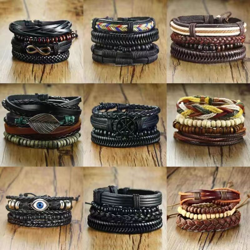 Eif dock de pulseiras de Couro/kit 3 e braceletes boêmicos presente grande variedade de braceletes femininos e masculinos