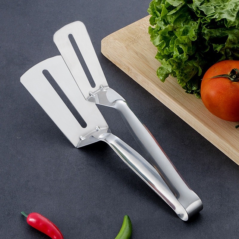 Pinça para fritar bife em aço inoxidável Espátula multifuncional para churrasco Prendedores de peixe Prendedores