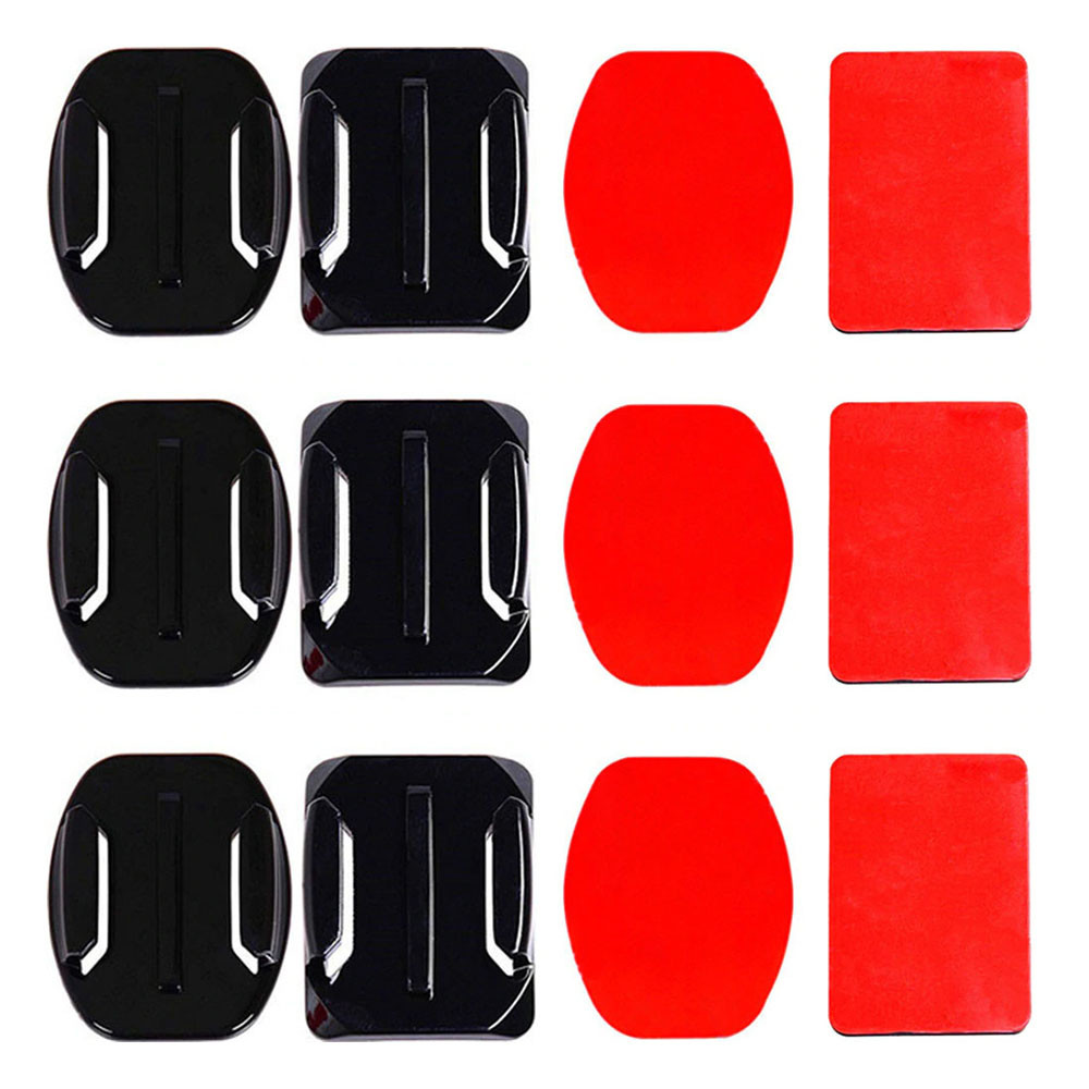 Kit com 3 Bases Adesivas de Fixação Curvas e 3 Bases Planas para GoPro