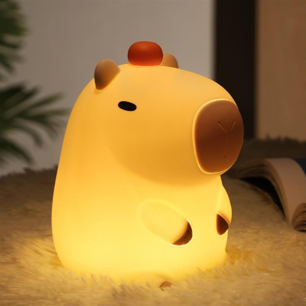 Lâmpada Noturna De Silicone Capivara Com Controle De Toque