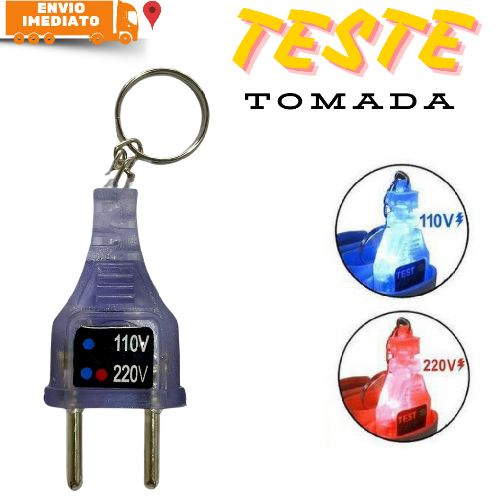 Teste Identificador Tomada 110V - 220V Chaveiro Voltagem Led