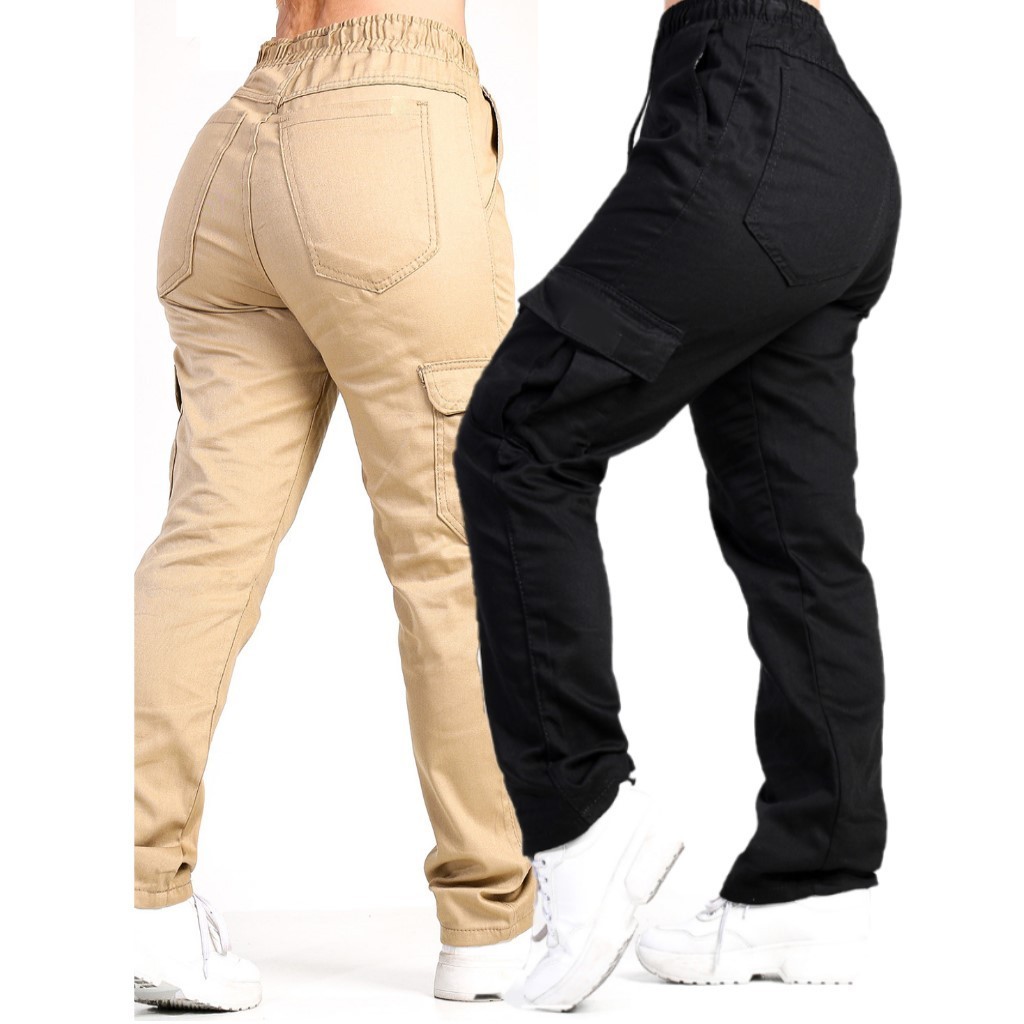 Calça Cargo Feminina  Sem Punho Jogger Moda Blogueira