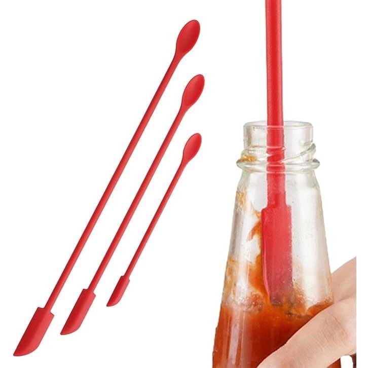 3 Mini Espátula De Cozinha Raspador em Siliconado Com Colher Pequena