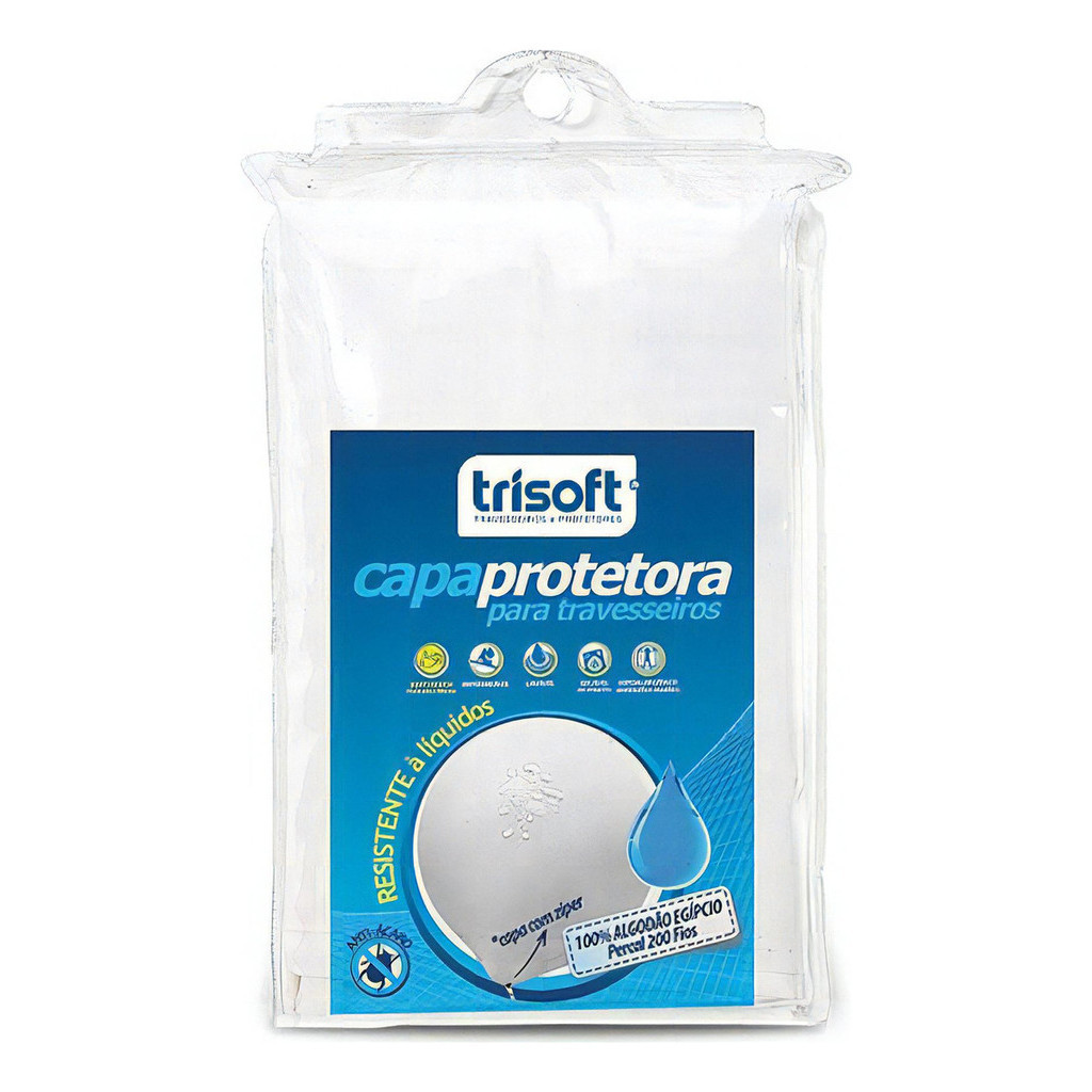 Capa 200 fio Travesseiro Trisoft Impermeavel Protetora Ziper