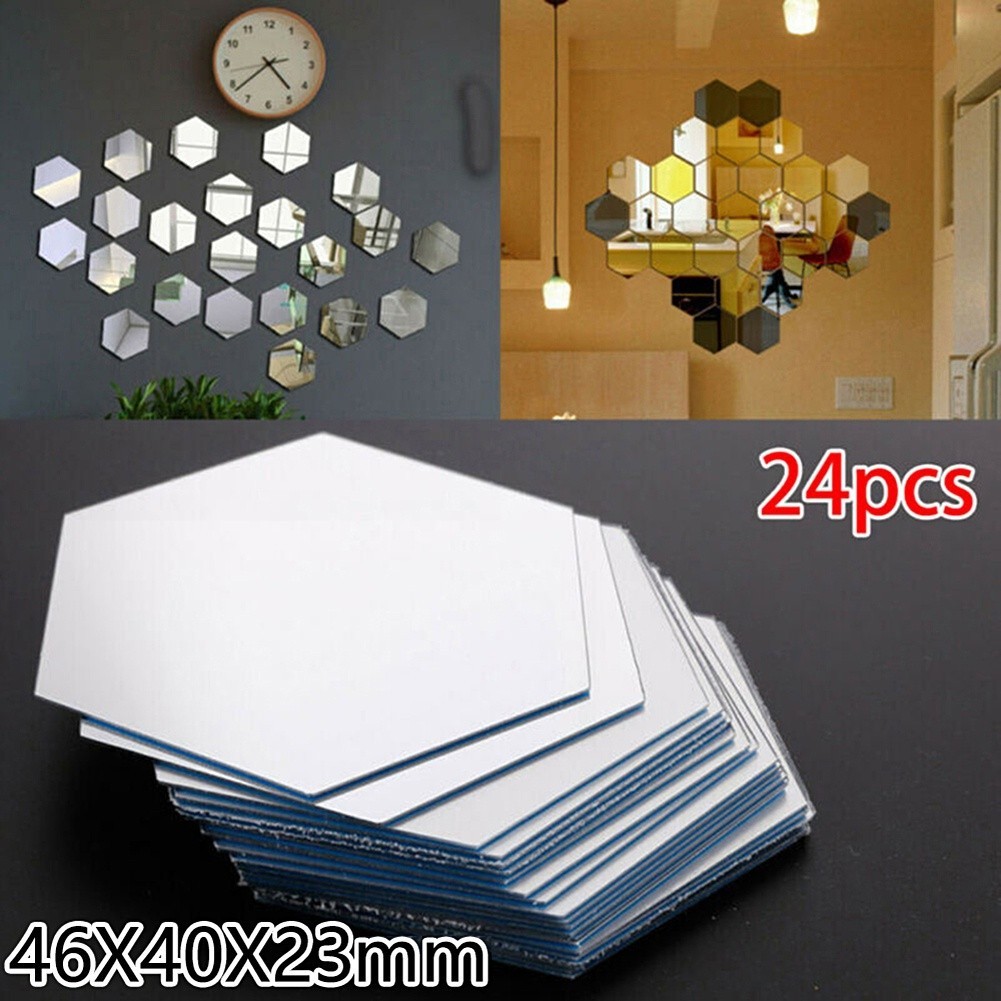 24 adesivos espelho hexágono adesivos mosaico adesivos decorativos