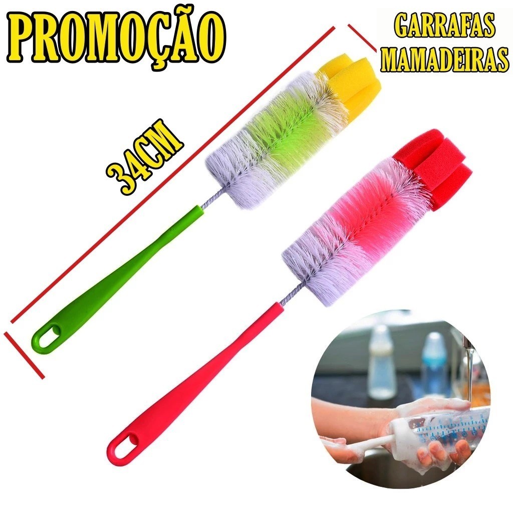 Escova para lavar Mamadeira/Copo/Garrafa com Esponja - TOP