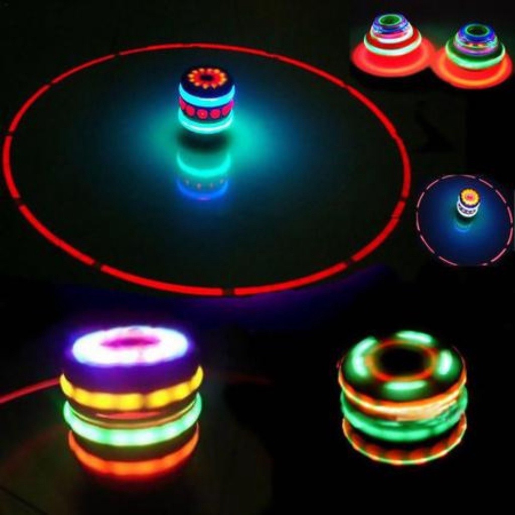 Pião Musical Luminoso Com Lançador Automatico Piao Com Luz e Som Laser Brinquedo Infantil para Meninos e Meninas