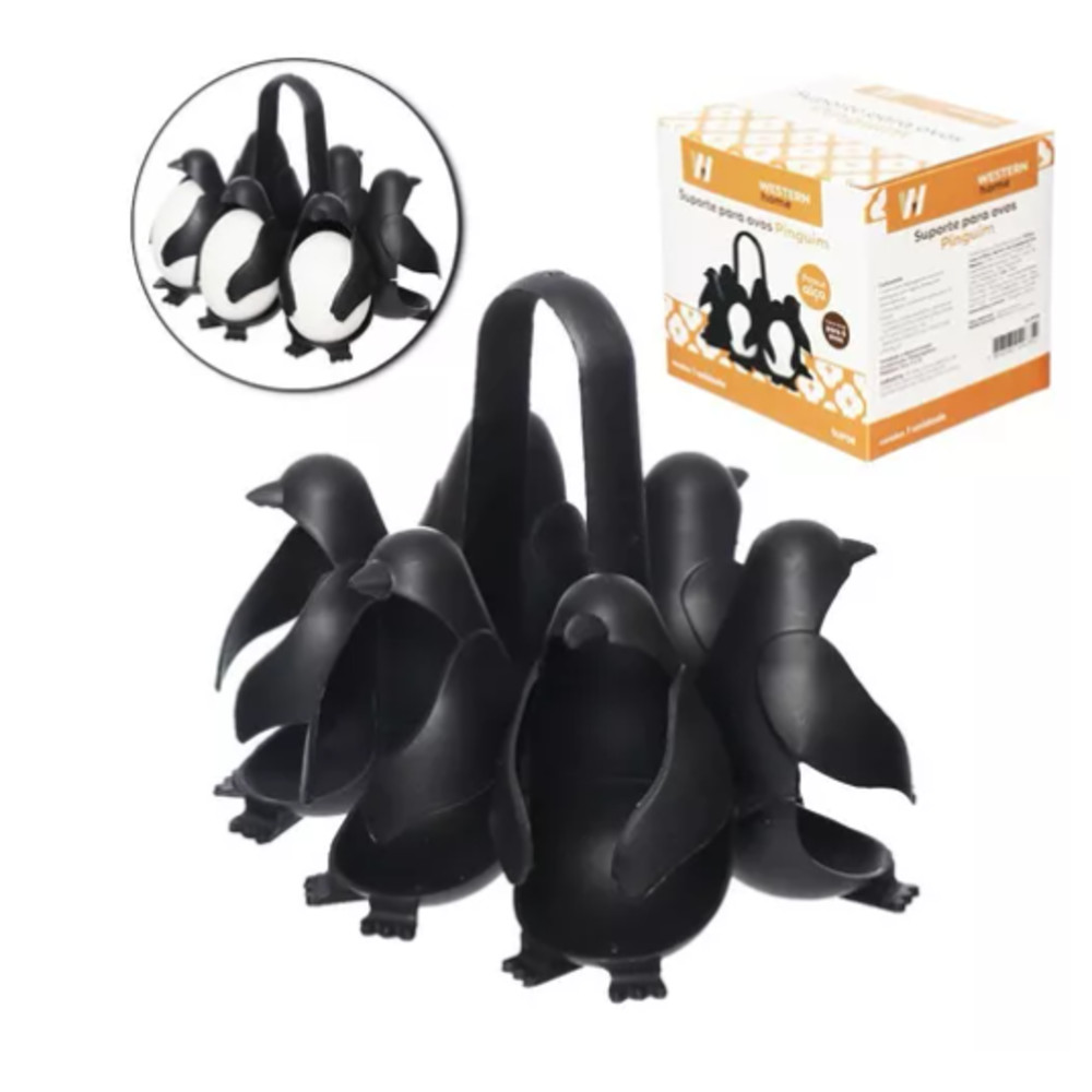Porta Ovos Cozinha Armazena Serve 06 Unidade Pinguim 3 em 1 