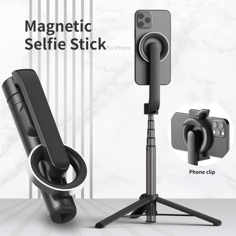 Novo Bastão De Selfie Magnético Com Tripé | Gimbal Dobrável Estabilizador Portátil Remoto Sem Fio MagSafe Para iP 12/13/
