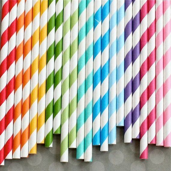 Canudo Colorido Biodegradável - 25 ou 100 ou 200 un - Topo de Bolo, Festa, Drink COPA FESTA