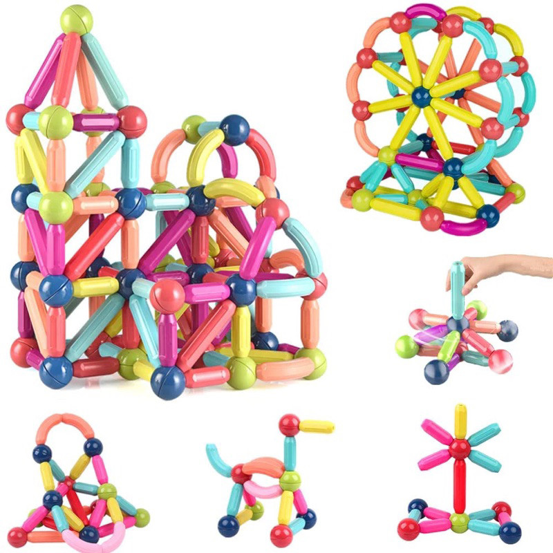 Blocos de Montar Magnético Construção Bastãos e Bolas Brinquedo Educativo Infantil