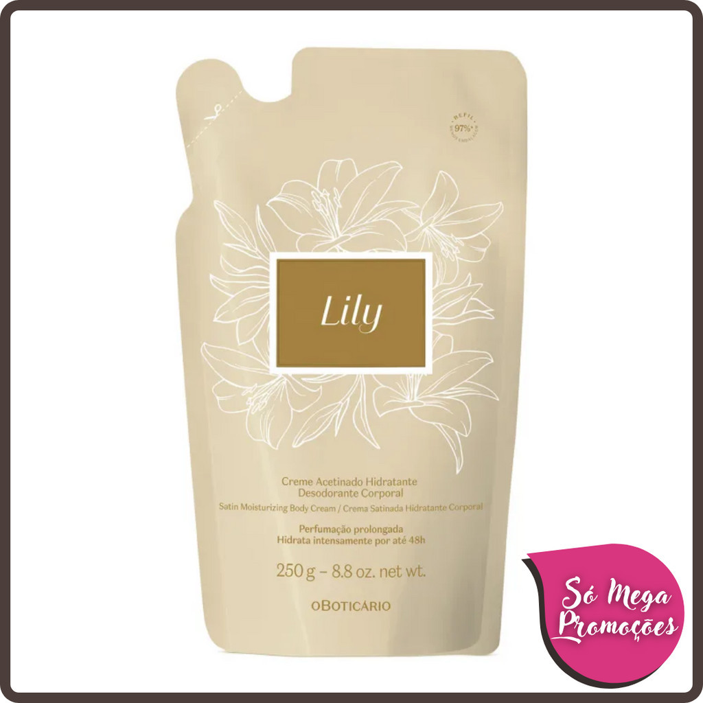 Refil Creme Acetinado Hidratante Desodorante Corporal Lily 250g