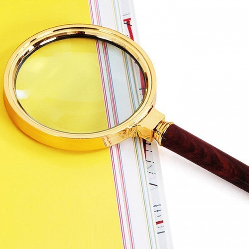 Lupa De Mão Para Leitura Magnifier Cabo Madeira Decorativo