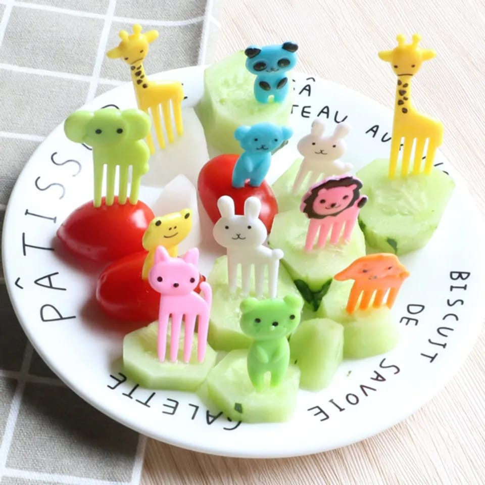Garfinho Palitos Para Fruta Petiscos Lancheira Animais Infantil (KIT 10 GARFOS)