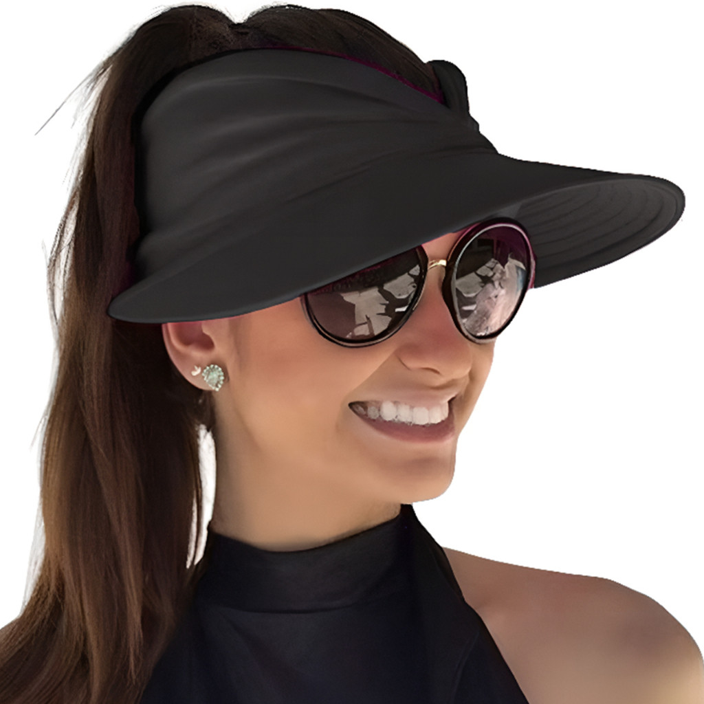 Viseira de Praia Turbante Elegante Proteção Solar UV Esporte Clube Piscina Chapeu de Praia Feminino